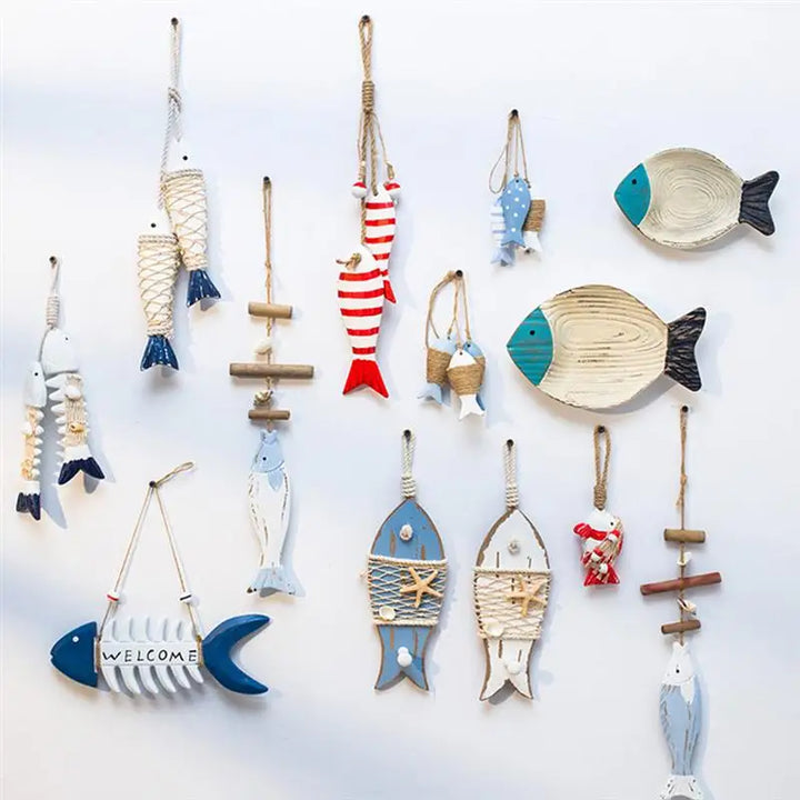 Decor Wall Hanging Mediterranean Wooden Home Decoration Decorations Beach Ornaments Vintage Nautical Bathroom Shells Net Wood