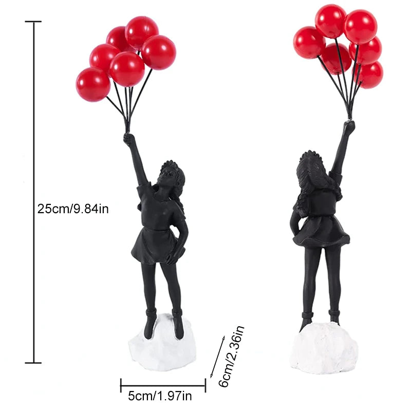 Home Decoration Room Decoration Creative Love Balloon Girl Sculpture Ornaments Abstract Modern Home Desktop Study Office Decor