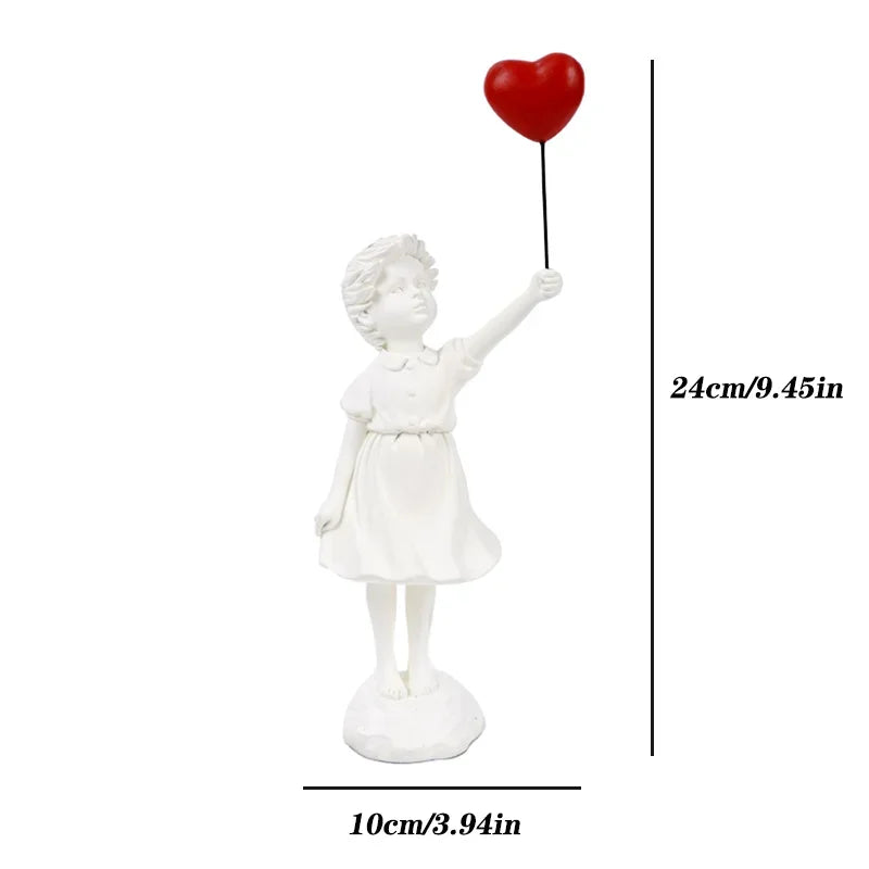 Home Decoration Room Decoration Creative Love Balloon Girl Sculpture Ornaments Abstract Modern Home Desktop Study Office Decor