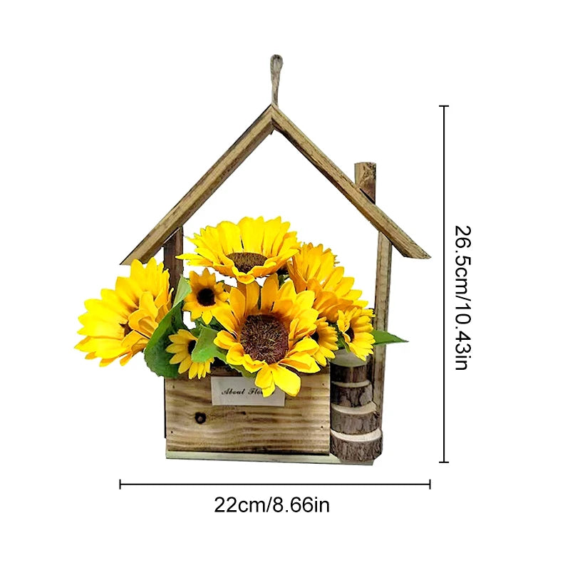 Creative Wooden House Shaped Wall Hanging Decor Flower Baskets Flowers Plant Pot Container Living Room Home Decorations Crafts